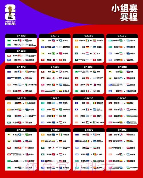 2026世界杯小组赛赛程中国时间实时赛程免费观看